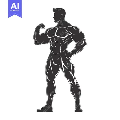 Aset desain premium: Silhouette of a Muscular Man Flexing his Bicep