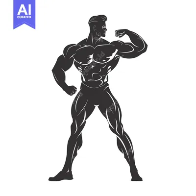 Premium design asset: Silhouette of a Muscular Man Flexing His Bicep