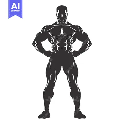 Aset premium populer: Silhouette of a Muscular Man with Hands on Hips