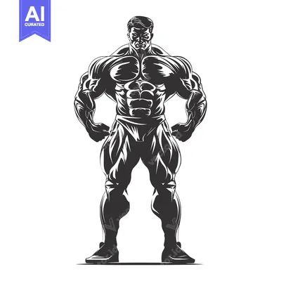 Muscular Bodybuilder with Defined Abs and Arms