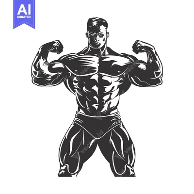 Aset desain premium: Muscular Man Flexing Biceps and Chest