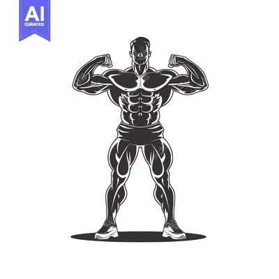 Silhouette of a Muscular Man Flexing his Biceps
