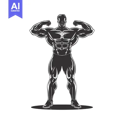 Aset premium populer: A Muscular Man Standing with Arms Flexed, Showing Off His Physique