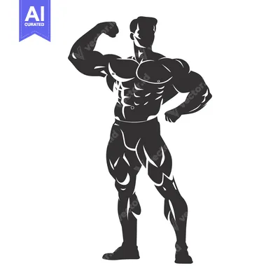 Silhouette of a muscular man flexing his bicep