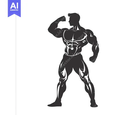 Silhouette of a Muscular Man Flexing His Bicep