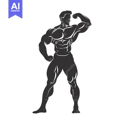 Popular premium asset: Silhouette of a Muscular Man Flexing his Bicep