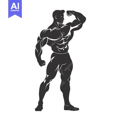 Silhouette of a Muscular Man Flexing His Bicep