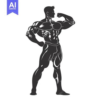 Silhouette of a Muscular Man Flexing His Bicep