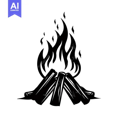 Popular premium asset: Black and White Illustration of a Burning Campfire