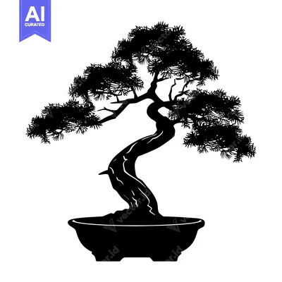 Aset premium populer: Black and White Silhouette of a Bonsai Tree