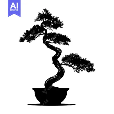 Popular premium asset: Black and White Silhouette of Bonsai Tree in Pot