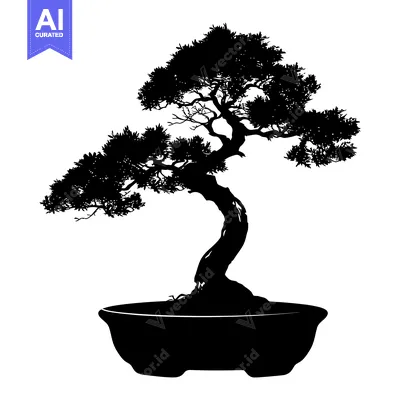 Premium design asset: Silhouette of a Bonsai Tree in a Pot