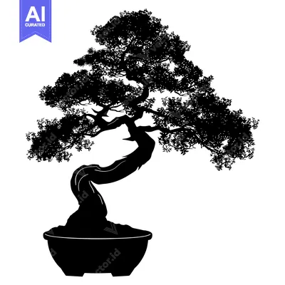 Popular premium asset: Black and White Silhouette of a Bonsai Tree