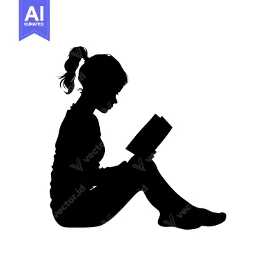 Aset premium populer: Silhouette of a Woman Sitting and Reading a Book