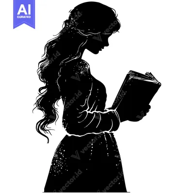 Silhouette of a Woman Reading a Book