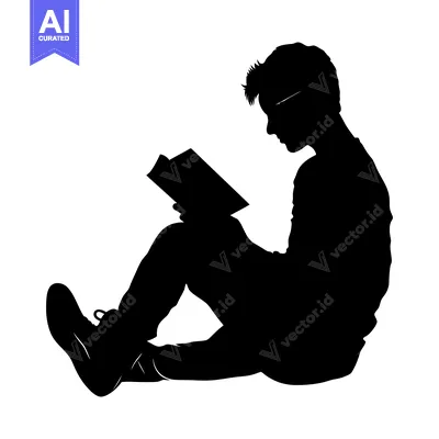 Aset premium populer: Silhouette of a Person Sitting and Reading a Book