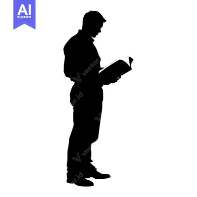 Silhouette of a Man Reading a Book