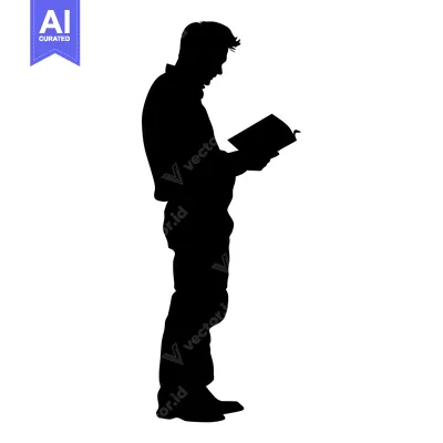 Silhouette of a Man Reading a Book