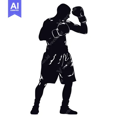 Premium design asset: Silhouette of a Boxer Wearing Boxing Gloves and Shorts