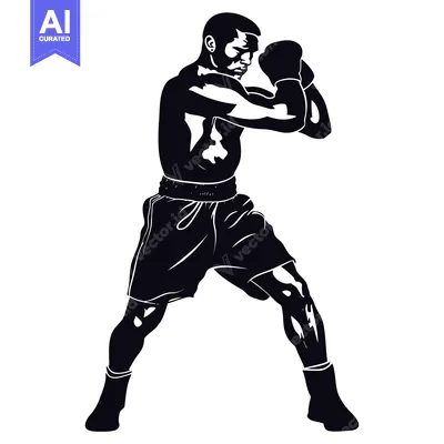 Silhouette of a Boxer in a Fighting Stance