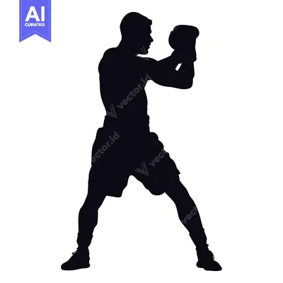 Aset premium populer: Silhouette of a Boxer in Fighting Stance