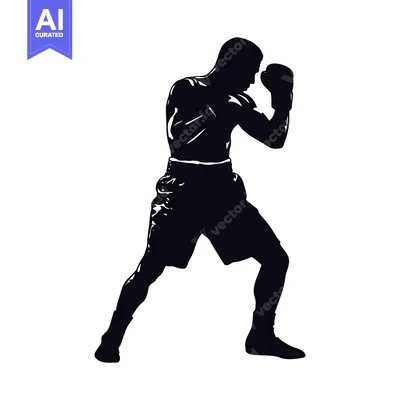 A Boxer in a Fighting Stance, Silhouetted Against a White Background