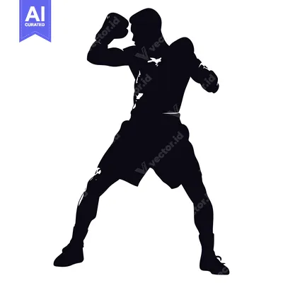 Silhouette of a Boxer in a Fighting Stance