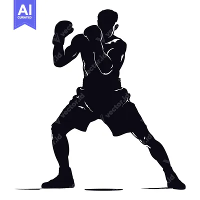 Silhouette of a Boxer in a Fighting Stance