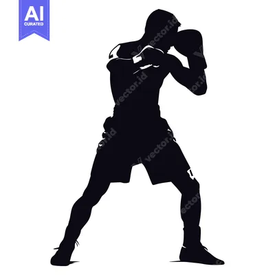 Aset premium populer: Silhouette of a Boxer in a Fighting Stance