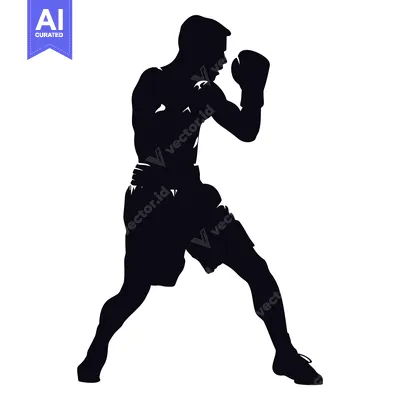 Silhouette of a Boxer in a Fighting Stance