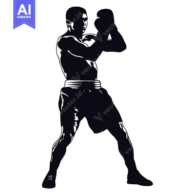 Popular premium asset: Silhouette of a Boxer in a Defensive Stance