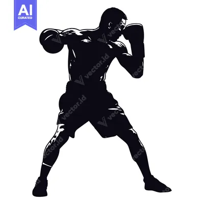 Aset desain premium: Silhouette of a Boxer Throwing a Punch