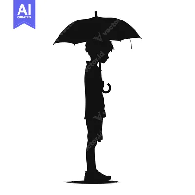 Aset premium populer: Silhouette of a Boy Holding an Umbrella