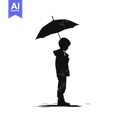 Aset premium populer: Silhouette of a Boy Holding an Umbrella