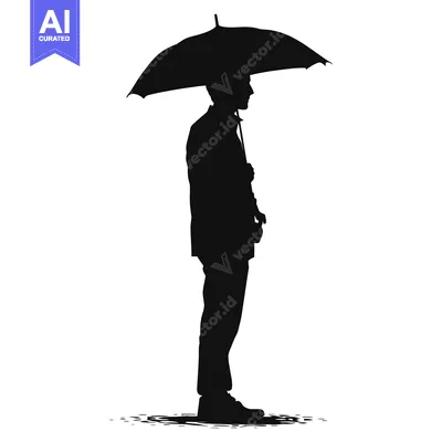 Aset premium populer: Silhouette of a Man Holding an Umbrella