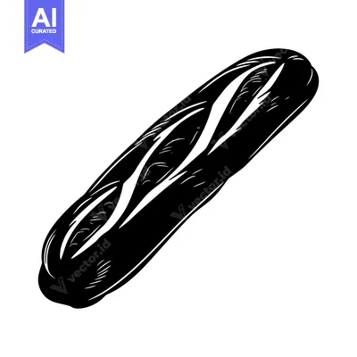 Hand-Drawn Black and White Illustration of a Loaf of Bread