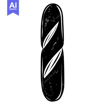 Aset premium populer: Black and White Illustration of a Single French Bread