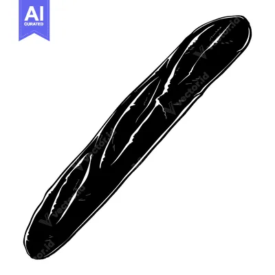 Black and White Silhouette of a French Baguette