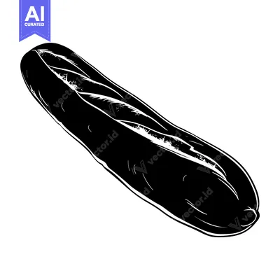 Black and White Silhouette of a Loaf of Bread