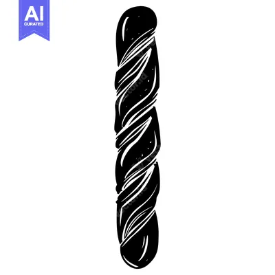 Aset desain premium: A Twisted Black and White Illustration of a Breadstick