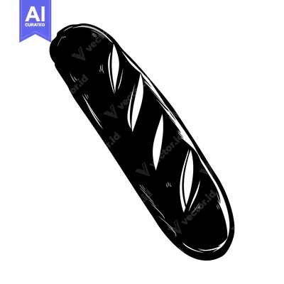 Aset premium populer: A Black and White Illustration of a Loaf of Bread