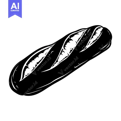 Aset premium populer: Black and White Illustration of a Loaf of French Bread
