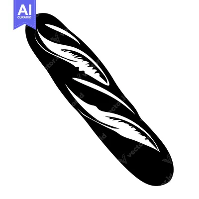 Aset desain premium: A Single Black and White Illustration of a Loaf of French Bread