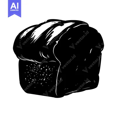 Aset premium populer: Black and white illustration of a loaf of bread