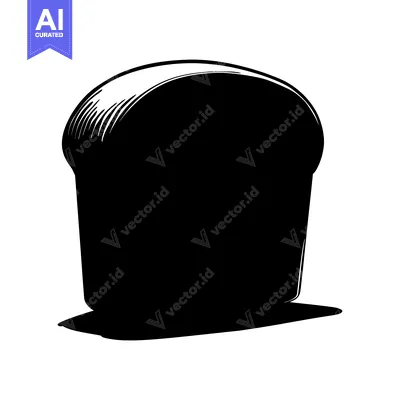 Aset desain premium: Black and White Illustration of a Loaf of Bread