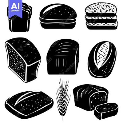 A Collection of Black and White Bread Silhouettes