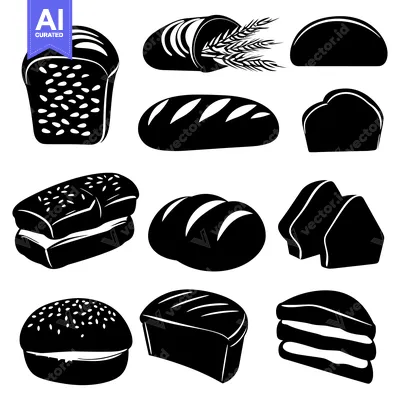 A Collection of Black and White Bread Silhouettes
