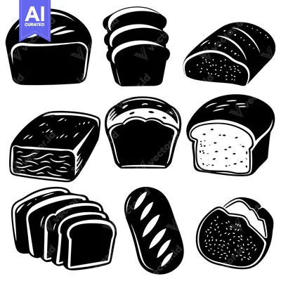 Collection of Black and White Bread Silhouettes