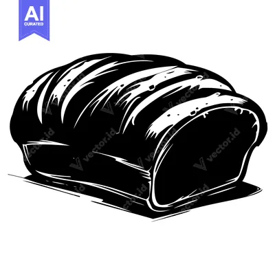 Premium design asset: Black and White Illustration of a Loaf of Bread