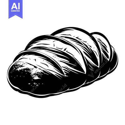 Black and White Illustration of a Loaf of Bread
